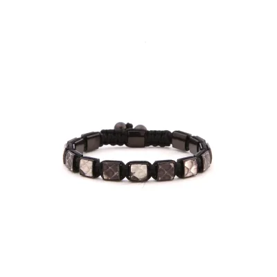 Luxury Punk Unisex Square Stainless Steel Beads with Rose Gold Plated Various Colors Available Leather Handmade Braided Bracelet