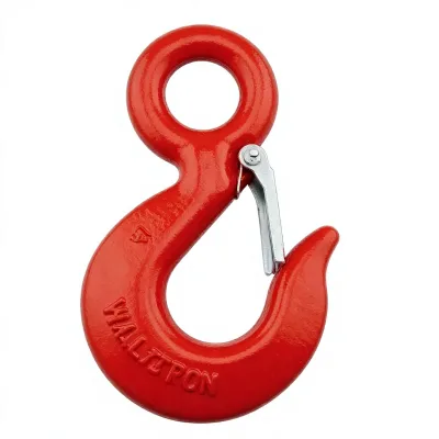 S320 US Type Forged Eye Lifting Hook G70 G43 Cargo Hoist Hook With Safety Latch