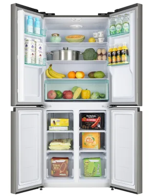 360L Custom Quad Door Refrigerator OEM Large Capacity 4-Door Fridge with Bottom Freezer, Stainless Steel Finish BCD-360WD
