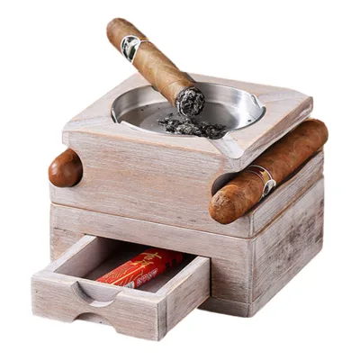 Luxury Detachable Creative Cigar Ashtray Kit Set High Quality Wood Drawer Storage with Wine Cup Seat Practical Hookahs