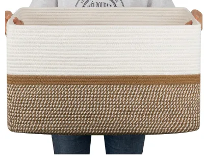 EASTOMMY Rectangle Woven Baskets, Nursery Blanket