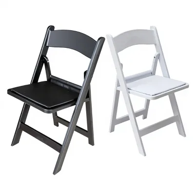 Portable Durable White Resin Folding Chair with Metal Frame Modern Design for Outdoor Weddings and Leisure