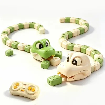 Rechargeable Remote Control Snake Toy Set Magnetic Food Blocks Games Children Electric Snake Educational Toys for Kids Learning