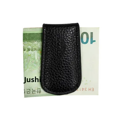 Genuine Leather Magnetic Coin Mini Banknote Clip Handmade Cash Document Holder Portable Small Wallet