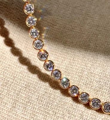 Custom Lab Grown Diamond Bubble Tennis Chain DVVS IGI-Certified 925 Silver 14K Gold for Engagement Wedding Gift