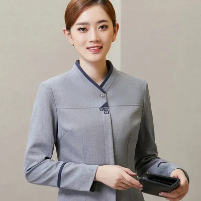 Housekeeping Work Uniform Women Embroidered Summer Long-Sleeve Set for Hotel/Guesthouse Attendants Embossed Printing