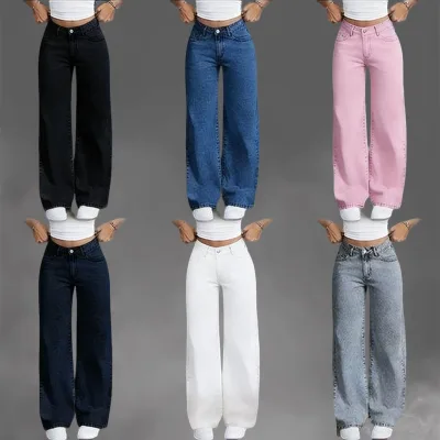 Manufacturer Direct Cheaper Stylish Comfortable Multi-Functional High Quality Women's High Waisted Wide Leg Denim Jeans Trousers
