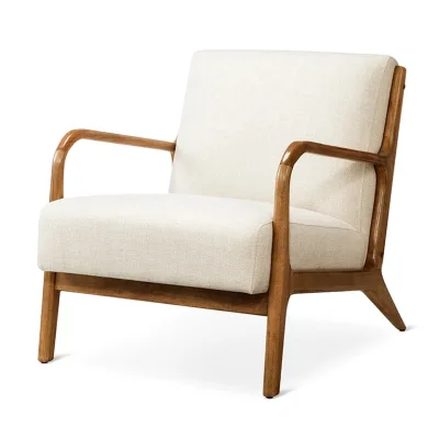 Accent Home Furniture Factory Direct Balcony Hotel Reclining Wood Fabric Recliner Living Room Leisure Lounge Chair