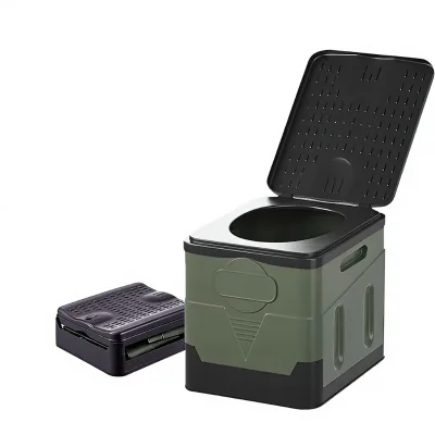 Outdoor Portable Foldable Collapsible Camping Toilet PP Material for Travel Emergency Car Use Road Trips