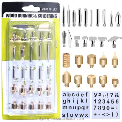 2024 New Product 28pcs Professional Copper Soldering Iron Tips Set Wood Pyrography Tool Set DIY Crafts Welding Soldering Tips