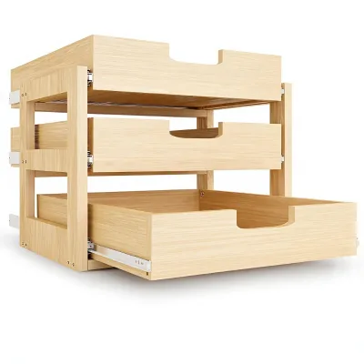 Pull-Out Cabinet Organizer 21''D X 5''W X 19''H Soft Close Slide Wood Three Tier Drawers Base Cabinet for Kitchen Bathroom