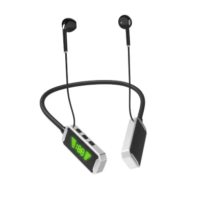 2025 New Neck Hanging Earphones with LED Light Display Low Battery Level Low Latency Card Insertable