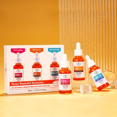 Anti Aging Anti Wrinkle Firming Moisturizing Face Serum Set Active Vitamin C Whitening Brighten Repair 3PCS Skin Care Set