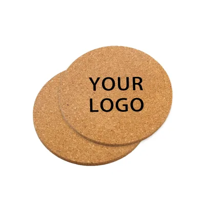 Eco-friendly Round Natural Cork coaster Custom logo Non-slip Personalized bar Mat coaster for Drinks Cork