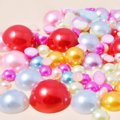 BWEAR Factory Cheap Wholesale 2mm-14mm All Size Popular Painting White Ivory Colors ABS Loose Half Round Cut Pearls Flatback