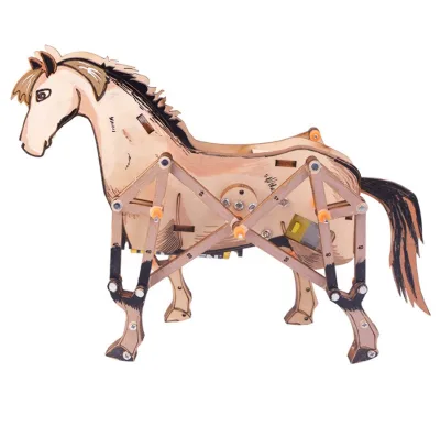 3D Wooden Puzzle DIY Assembled Model Mechanical Horse Science Discovery STEM Education Physics Experiment Kit for Children Gifts