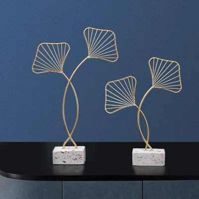 Wrought Iron Ginkgo Ornaments Creative Home Tabletop Wine Cabinet Soft Decoration Metal Crafts Decoration