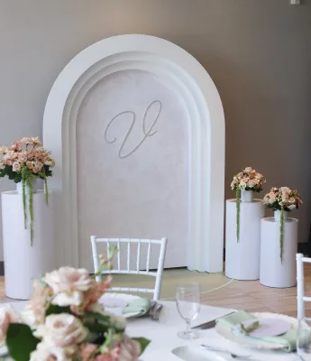 Modern Custom Pvc Acrylic White Ripple Backdrop Wedding Stage Backdrop for Event