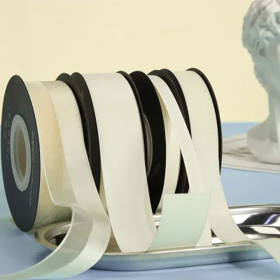 Handmade DIY Polyester Ribbon for Wedding Accompaniment & Gift Box Decoration Milky White Hair Accessories & Packaging