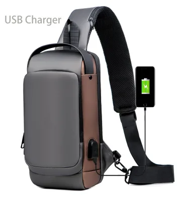 Anti Theft Crossbody Sling Bag with USB for Men Women Sling Backpack Hiking Daypack Multipurpose Men Chest Bag