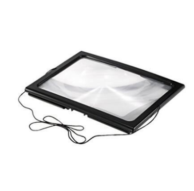 3X With 4 LED Lights Magnifier Large Rectangular Full Page Magnifying Glass for Reading