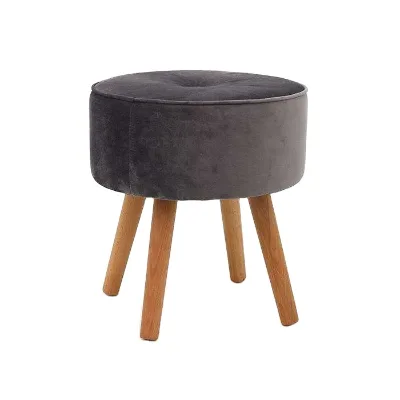 Small Footstool Solid Wood Ottoman Stool Sofa Tea Stool Footrest Stepstool Padded Seat Wooden Legs for Living Room Bedroom