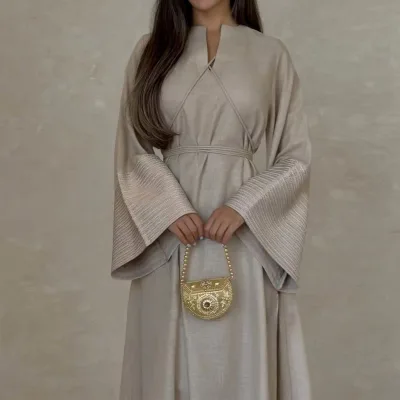 2024 HANO New Abaya Women's Kimono Muslim Women's Long Fashion V Neck Embroidered Dubai Turkish Islamic Elegant Fashion Dress