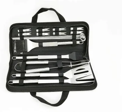 Custom Logo Stainless Steel Outdoor BBQ Grill Tools Set OEM ODM Portable Heavy Duty Grill Tools Private Label Packaging