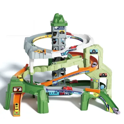 Mountain Race Track Toy with Auto Manual Lift Elevator, Multi-Level Mountain Road Vehicle Play Set, Kids Car Parking Track Game