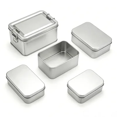 Small Silver Rectangular Sugar Packaging Tin Case No Printing Wholesale Small Metal Boxes Recyclable Food Gifts
