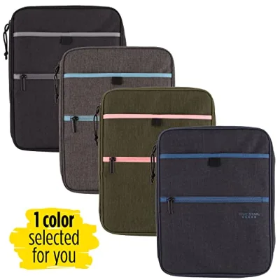 Five Star JMZ Zhejiang 1 Inch 3 Ring Zipper Carry-All Internal Pockets Dividers 375 Sheet Capacity Assorted Colors Color Will