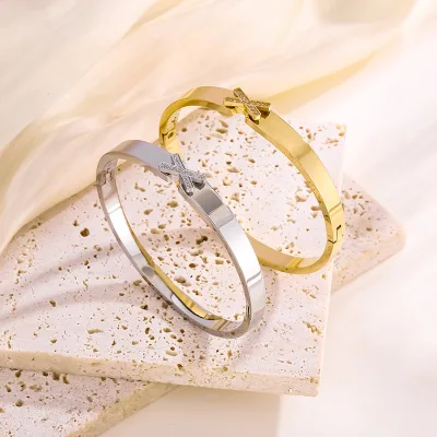 Vintage Diamond Latest Bangles Design X Shape Elegant Handmade Gemstone Jewelry Minority Dubai Luxury Accessories ALN25120744