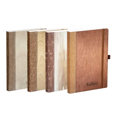 A5 Eco-friendly Natural Material Notebook Wood Joint Cork Hardcover Journal Diary Notebook with Band