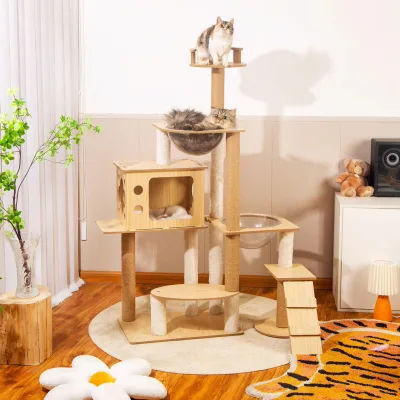 Custom Design Wholesale Wooden Pet Climbing Decorative Solid Cat Climbing Tree
