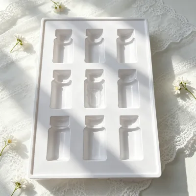 White PS Plastic Tray for 9 Individual Medical Ampoule Bottles Nutrition Packaging Tray Medicine Use