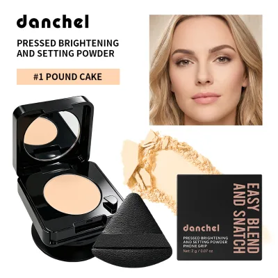Mini Black Baking Setting Powder Compact Easy Bake Phone Grip Phone back Mountable Oil Control Travel Setting Powder