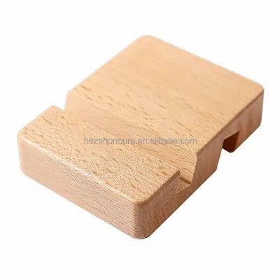 Polished Wood Mobile Phone Holder Stand with Flat Base Mobile Phone Case Bracket for Shop Counter for Shop Decoration