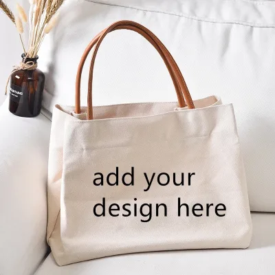 Wholesale Large Capacity Cartoon Pattern Fashion Book College Style Tote Bag Blank Recycled Cotton Canvas Customizable for Women