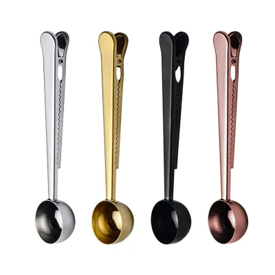 Stainless Steel Coffee Bean Scoop Bag Clip Measuring Spoon Modern Design for Professional Coffee Shops Coffee Tea Accessories