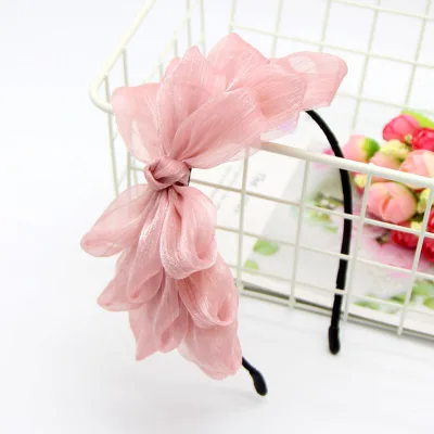 Fashion Sweet Elegant Organza Flowers Headband for Girls Women