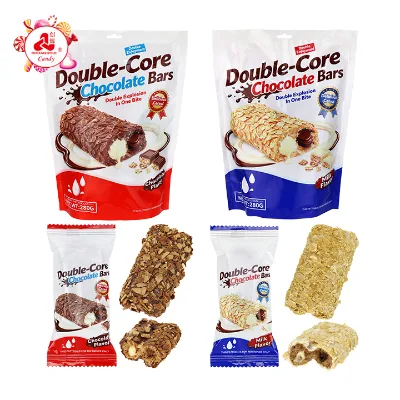 Double Core Filled Oat Chocolate Bar Milk & Cocoa Two Flavors Crispy Cereal Snack
