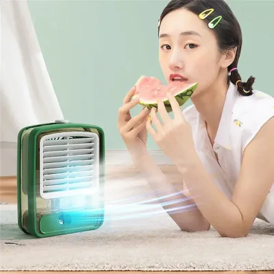 Modern ABS Small Desk with Mist Spray & LED Night Light USB Rechargeable Portable Desktop Cooling