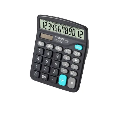 Large Button 12-Digit Two-Way Power Electronic Desktop Calculator Office Use Solar Cell Technology M-28 Model Made Plastic