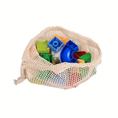 Logo Custom Printing Produce Cotton Mesh Bags with Drawstring Washable Reusable Mesh Net Recyclable Eco Friendly Biodegradable