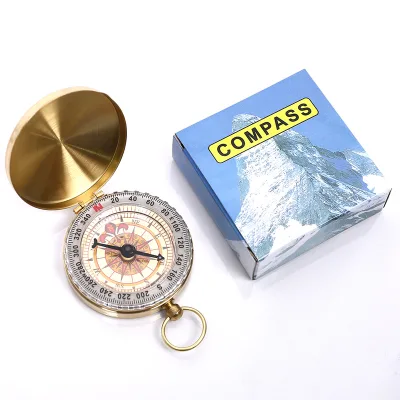 Pocket Portable Watch Compass with Luminous Copper Brass Glow in the Dark Compass for Camping Survival Outdoor