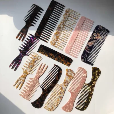 Hot Selling High Quality Wide Tooth Comb Cellulose Acetate Custom Acetic Acid Board Comb Anti-Static Acetate Hair Comb
