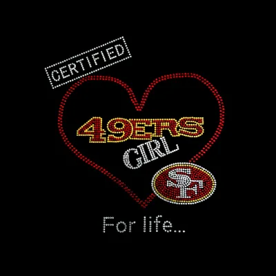 San Francisco 49ER Team Spirit Rhinestone Hot Transfer Bling DIY Iron on Patch for Hoodie T-Shirt Jersey Decoration