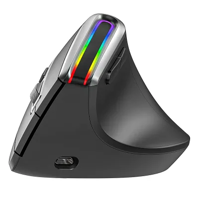 8D RGB Backlit Dual Mode Wireless for Ergonomic Mouse Rechargeable Vertical Computer Accessory