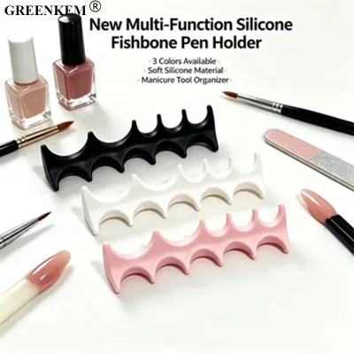 Silicone Multifunction Anti Slip Multi Slot Manicure Display Stand Organizer Nail Art Brush/Pen Holder