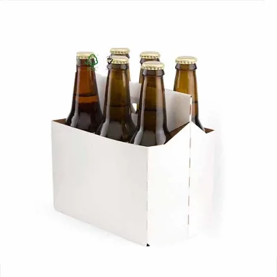 White Cardboard 6 Pack Bottle Beer Carriers Accept Customization